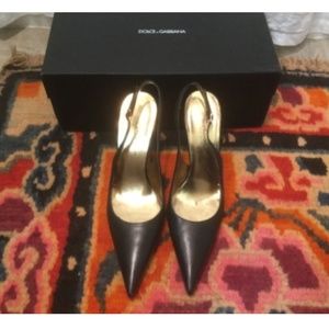 Dolce & Gabbana Sling Back Leather Pumps